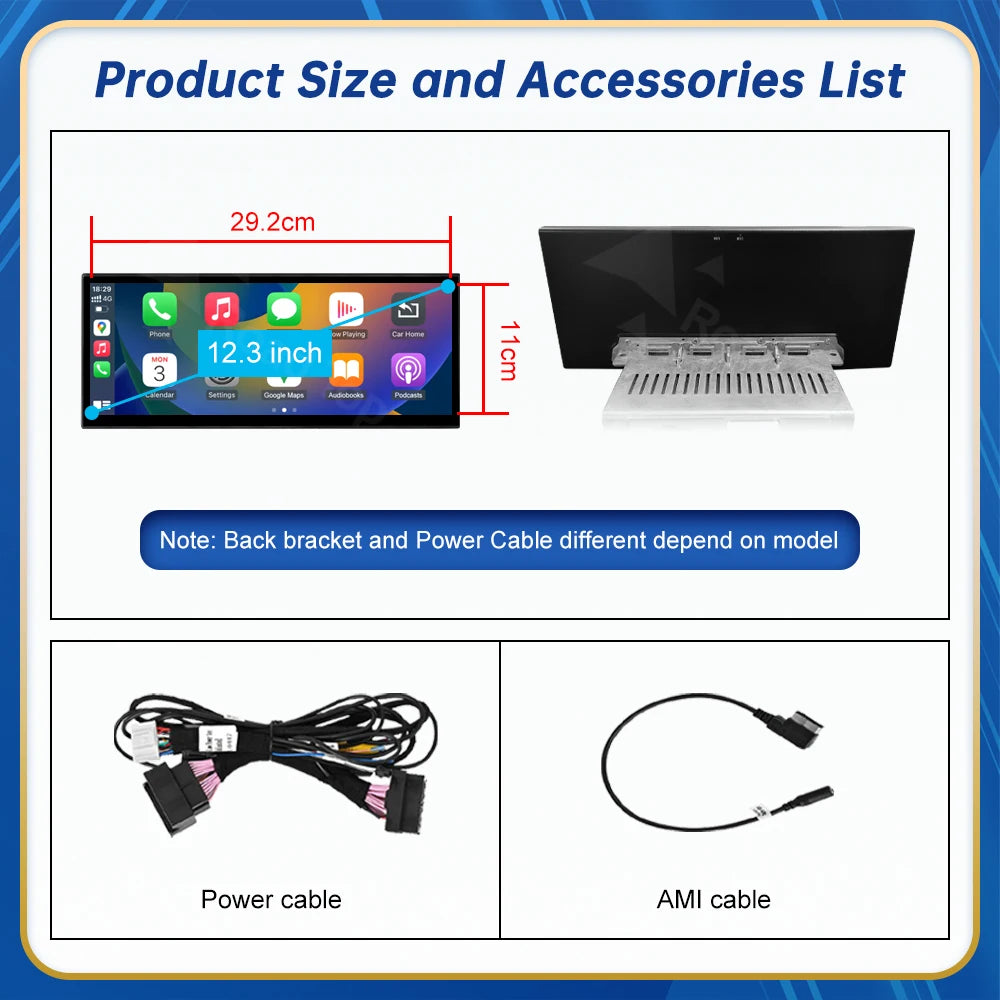 Multimedia Player Road Top 12.3 Inch Touch Display Andriod Auto Link For Audi Q3 2013-2018 GPS Carplay Screen Car Play