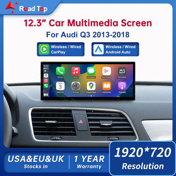 Multimedia Player Road Top 12.3 Inch Touch Display Andriod Auto Link For Audi Q3 2013-2018 GPS Carplay Screen Car Play
