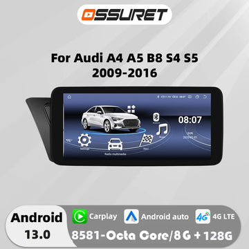 10.25"Carplay Android 13 Auto Car radio For Audi A4 A5 B8 S4 S5 2009-2016 car intelligent system Multimedia GPS Stereo Head Unit