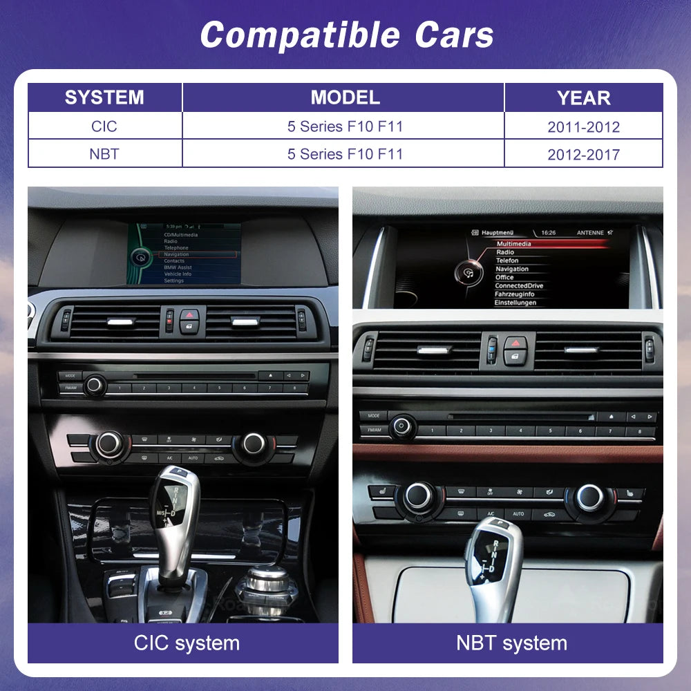 10.25" 12.3" Multimedia Touch Screen For BMW 5 Series F10 F11 CIC NBT System 2011-2017 Wireless Carplay Android Auto Car Radio