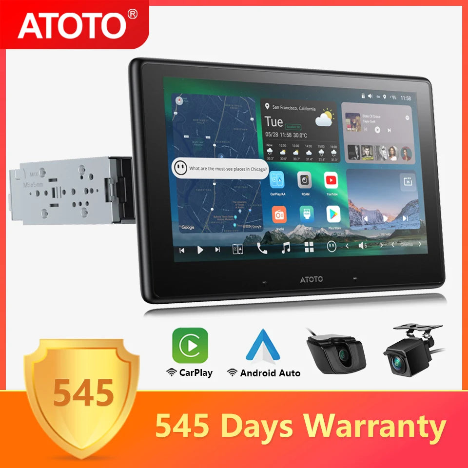 ATOTO 10" inch Android 13 Single 1 Din Car Stereo 8G+128G Bluetooth Apple Carplay Screen Android Auto Radio 1Din Head Units X10