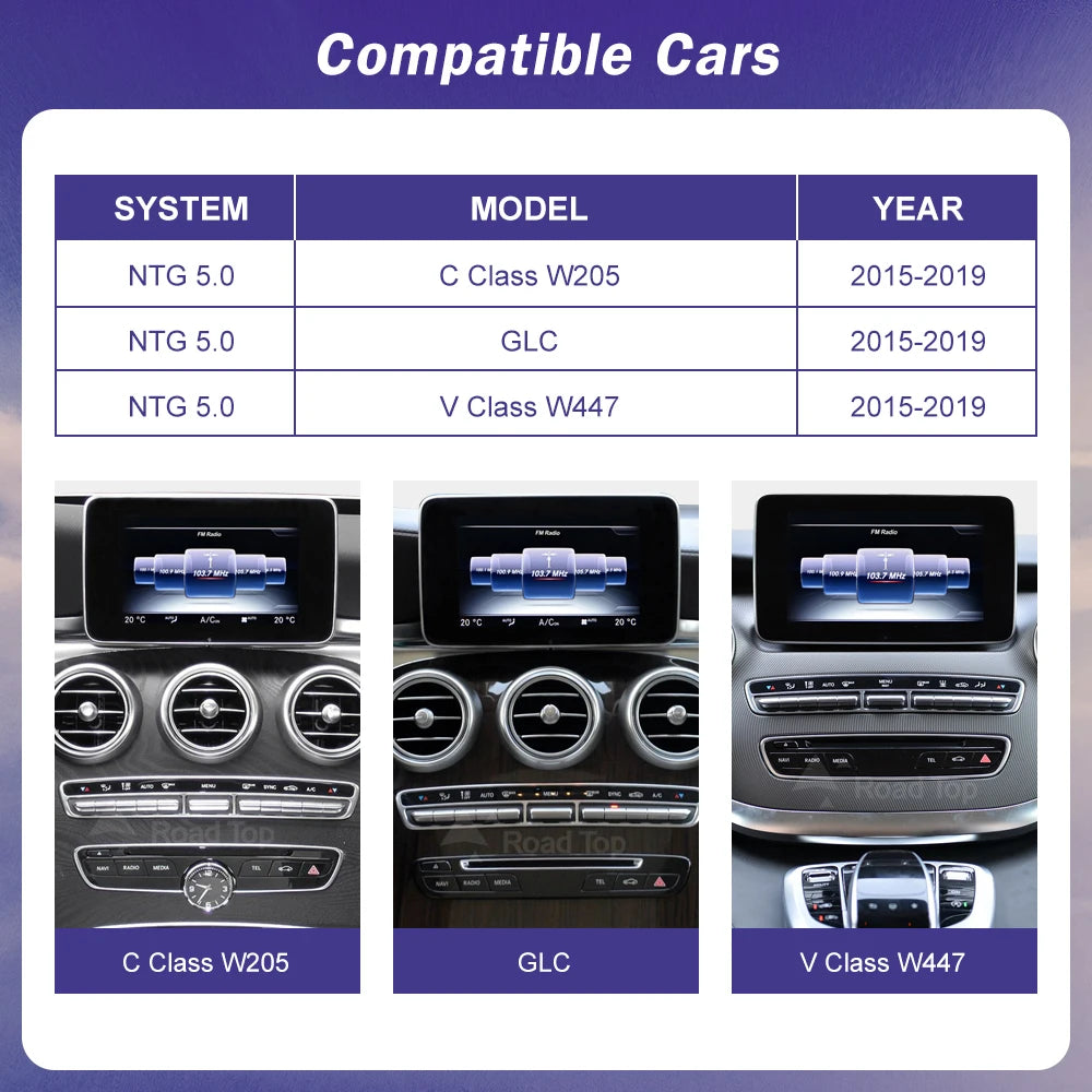 Wireless Carplay Linux Screen for Mercedes Benz W205 GLC A C V Class W447 CLA GLA 2015-2019 GPS With Android Auto Car Multimedia