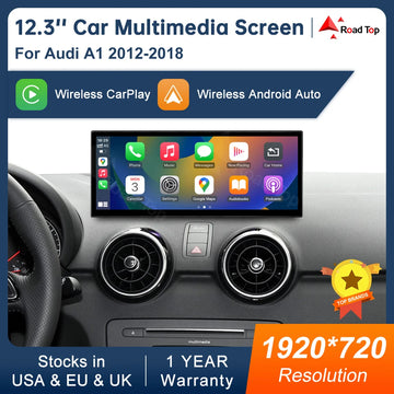 12.3 Inch Touch Screen Multimedia Display for Audi A1 2012-2018 with Airplay Miracast Wireless Carplay And Android Auto