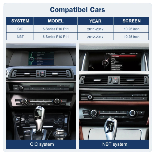10.25 1920*720 Multimedia Display For BMW 5 Series F10 F11 2011-2017 CIC NBT  Touch Screen Wireless Carplay Android auto